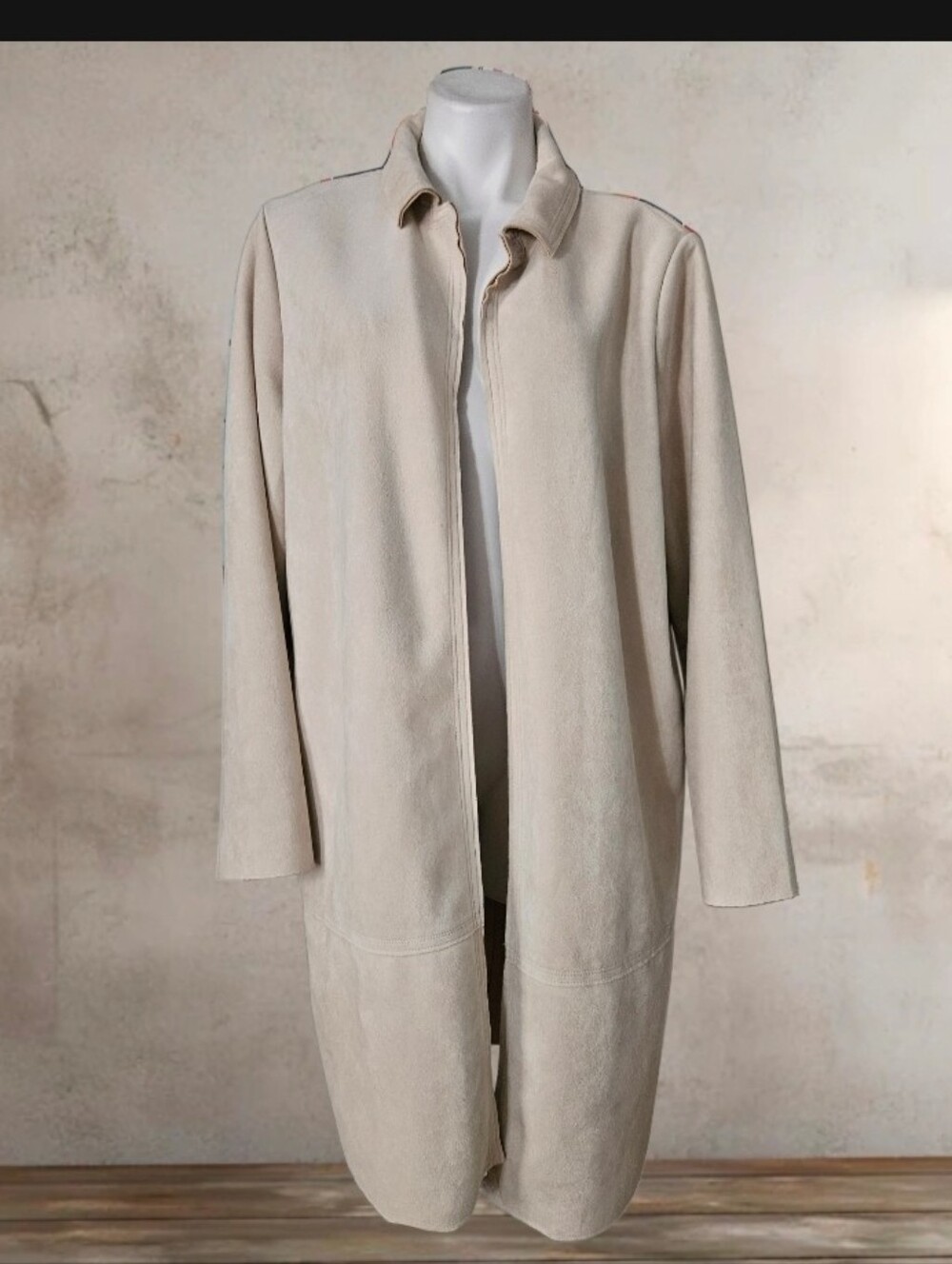 Philosophy Faux Suede Lighl Tan Open Trench Coat XL